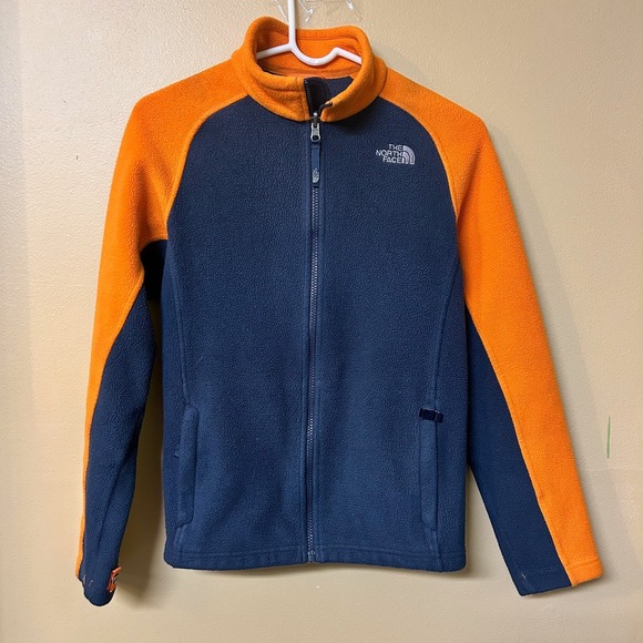 The North Face Boys Fleece Jacket Full Zip Orange Blue L(14/16) Kids Coat - Picture 1 of 6